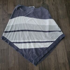 Barefoot Dreams Sweater Womens One Size Plus Ultra Lite Gray Stripe Poncho